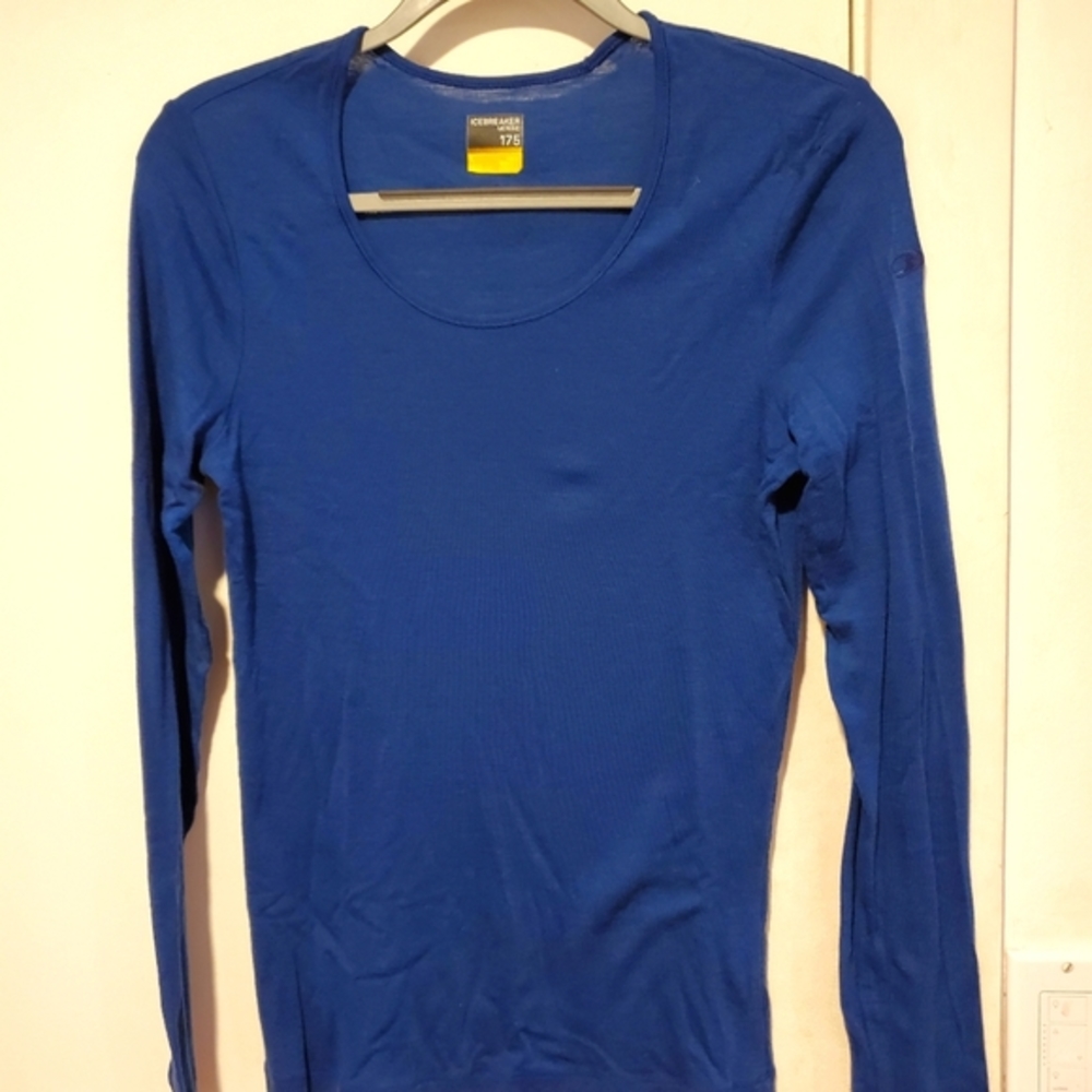 Icebreaker Women’s Everyday Merino Wool 175 Baselayer, LS Scoop Neck, Large Blue